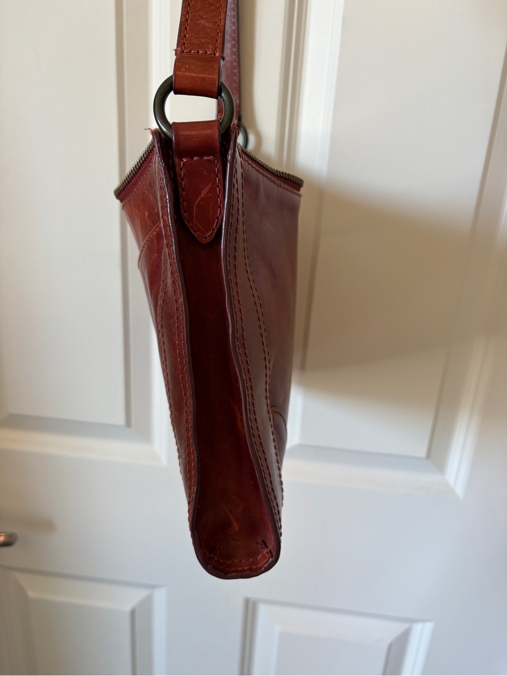 Frye Red Brown Leather Crossbody Bag - Picture 6 of 11
